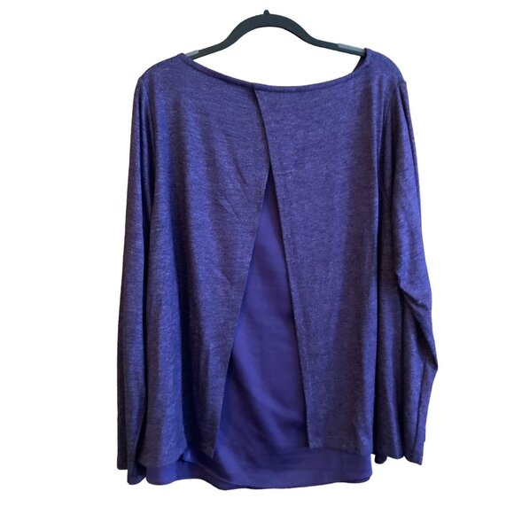 Womens 1X LANDS END SWEATER TOP Heathered Purple BACK DETAIL Criss Cross EUC - Picture 6 of 6